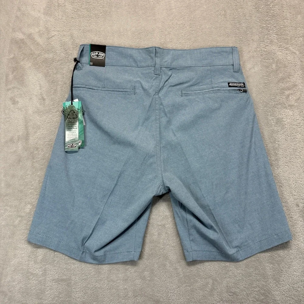 Ron Jon Surf Shop Shorts Men 30 Hybrid Blue RJ Stacked 18 Walkshorts Boardshorts